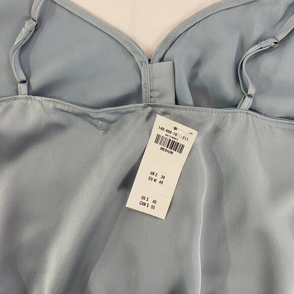 Abercrombie & Fitch Light Blue Satin Button Up Bodysuit Thong back Size Medium - Picture 16 of 16